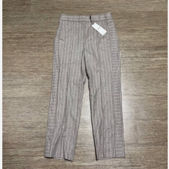 ME + EM Italian Melange Pinstripe Slim Crop Wool Pants Pale Gray Womens 2 NWT - Picture 1 of 7
